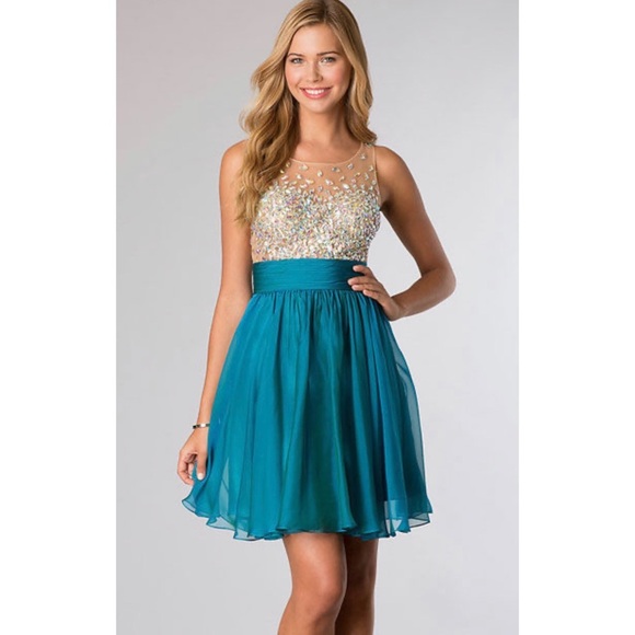 Jovani 21205 Dress in Peacock - Picture 1 of 5